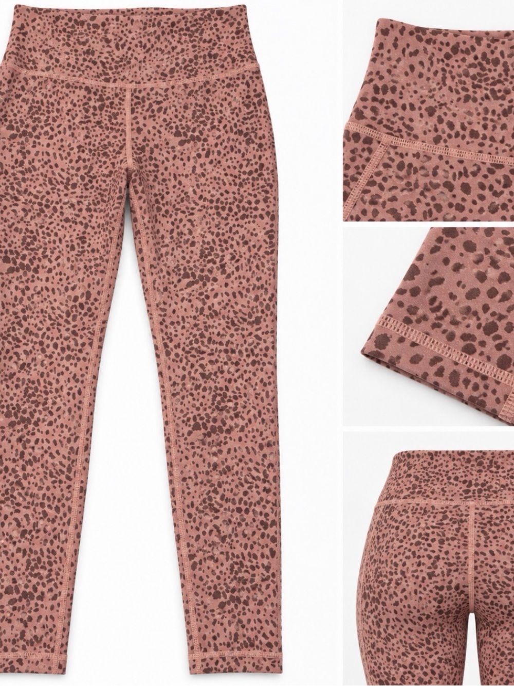 Women’s High-Waist Leopard Print Leggings - Mauve Pink